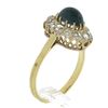Image 6 : Antique Victorian 18k Gold Oval Cabochon Sapphire Old Rose Cut Diamond Halo Ring