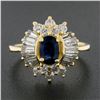 Image 2 : Estate 14k Gold 1.84 ctw Oval Sapphire & Baguette Diamond Ballerina Cocktail Rin
