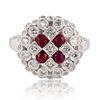 Image 1 : 0.70 ctw Diamond and 0.66 ctw Ruby Platinum Ring