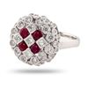 Image 2 : 0.70 ctw Diamond and 0.66 ctw Ruby Platinum Ring