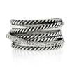 Image 4 : David Yurman Sterling Silver Pave Diamond & Cable Crossover Wide Band Ring