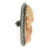 Image 7 : Antique Silver GIA DETAILED Carved Coral Cameo Seed Pearl Halo Frame Pin Brooch