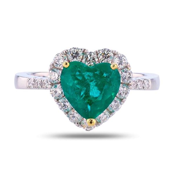 1.40 ctw Emerald and 0.57 ctw Diamond 18K White and Yellow Gold Ring