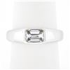 Image 2 : Platinum 0.87 ctw GIA Emerald Cut Sideways Bezel Set Diamond Solitaire Band Ring