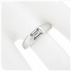 Image 4 : Platinum 0.87 ctw GIA Emerald Cut Sideways Bezel Set Diamond Solitaire Band Ring