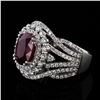 Image 2 : 3.66 ctw BURMESE Ruby and 1.40 ctw Diamond Platinum Ring (GIA CERTIFIED)