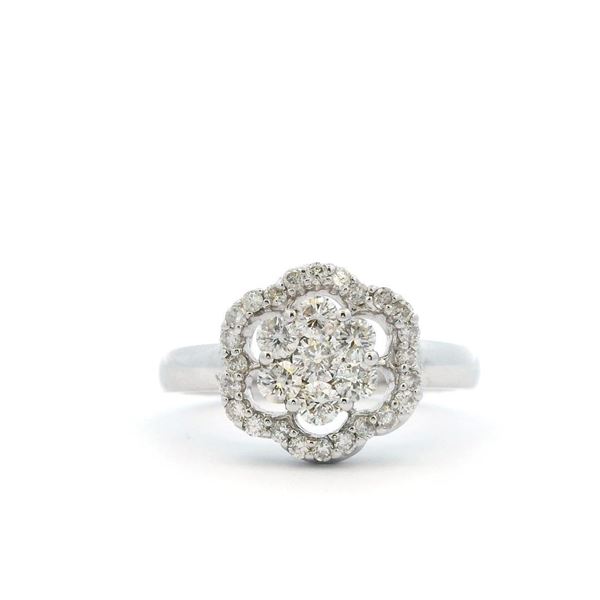 18kt WG Diamond Cluster Flower Ring (SM)
