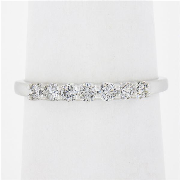 Solid 14K White Gold .30 ctw Round Brilliant Prong Diamond Stackable Band Ring