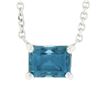 Image 2 : New 14K White Gold Rectangular Cut Prong Blue Zircon Solitaire Pendant & Chain
