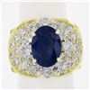 Image 2 : Estate 18K Gold 10.72 ctw GIA Oval Sapphire & Diamond Statement Cocktail Ring