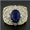 Image 3 : Estate 18K Gold 10.72 ctw GIA Oval Sapphire & Diamond Statement Cocktail Ring