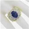 Image 4 : Estate 18K Gold 10.72 ctw GIA Oval Sapphire & Diamond Statement Cocktail Ring