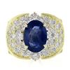 Image 5 : Estate 18K Gold 10.72 ctw GIA Oval Sapphire & Diamond Statement Cocktail Ring