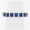 Image 1 : Platinum 4.45 ctw Square Step Cut Sapphire Bar Channel Eternity Stack Band Ring
