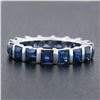 Image 2 : Platinum 4.45 ctw Square Step Cut Sapphire Bar Channel Eternity Stack Band Ring