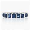 Image 4 : Platinum 4.45 ctw Square Step Cut Sapphire Bar Channel Eternity Stack Band Ring
