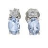Image 1 : New 10K White Gold 0.90 ctw Prong Set Oval Aquamarine & Diamonds Stud Earrings