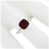 Image 3 : NEW 14k White Gold 2.5 ctw Cushion Rhodolite Garnet Prong Open Work Solitaire Ri