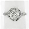 Image 1 : Antique Edwardian Platinum 0.61 ctw Diamond Octagonal Milgrain Engagement Ring