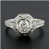 Image 2 : Antique Edwardian Platinum 0.61 ctw Diamond Octagonal Milgrain Engagement Ring