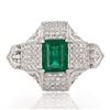 Image 1 : 2.87 ctw Emerald and 2.12 ctw Diamond Platinum Ring