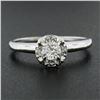 Image 1 : Vintage 14k White Gold 0.39 ctw Diamond Cluster Solitaire Engagement Promise Rin