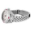 Image 4 : Rolex Ladies Stainless Steel Silver Index Diamond And Ruby Rolex Date Wristwatch
