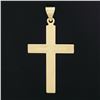 Image 2 : Vintage 14K Yellow Gold Grooved w/ Polished Finish Center Simple Cross Pendant