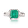 Image 2 : 1.59 ctw Emerald and 0.39 ctw Diamond Platinum Ring