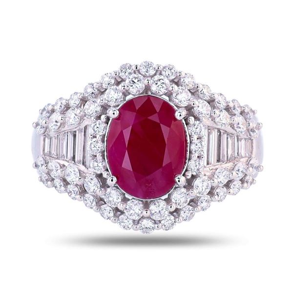 2.58 ctw BURMESE Ruby and 1.28 ctw Diamond Platinum Ring (GIA CERTIFIED)