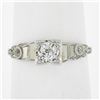Image 1 : Art Deco 18k White Gold .40 ctw Old Cut Diamond Solitaire Engagement Promise Rin