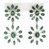 Image 1 : 18k White Gold 8.28 ctw Emerald & Diamond Spray Snowflake Drop Dangle Earrings