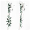Image 2 : 18k White Gold 8.28 ctw Emerald & Diamond Spray Snowflake Drop Dangle Earrings