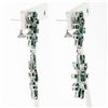 Image 3 : 18k White Gold 8.28 ctw Emerald & Diamond Spray Snowflake Drop Dangle Earrings