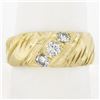 Image 9 : Vintage Men's 10K Rosy Yellow Gold .50 ctw Diamond Textured & Polished Band Ring