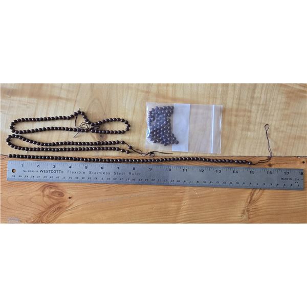Three Strands of Brown Glass Trade Beads & One Bag of Loose Beads