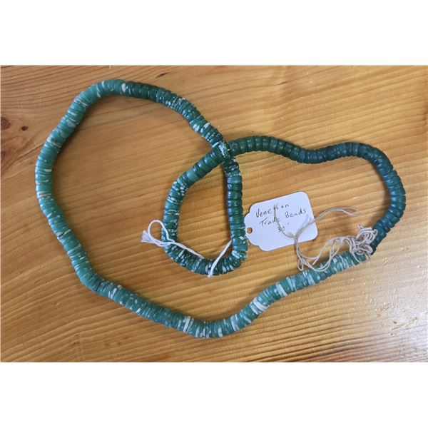 One Thirty Inch Strand of Green Antique Kambora Trade Beads