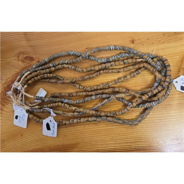 Five 24” Strands of Antique Yellow Sand Cast Beads