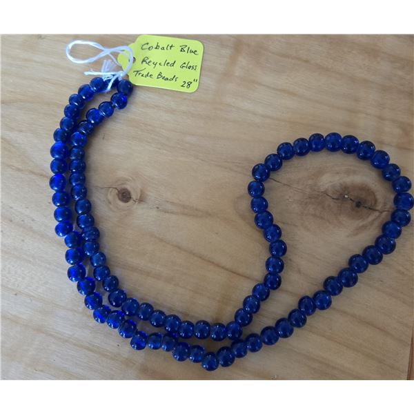 One 28” Strand of Antique Translucent Cobalt Blue Padre Beads