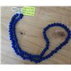 Image 1 : One 28” Strand of Antique Translucent Cobalt Blue Padre Beads