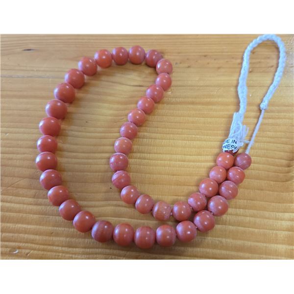 One 18” Strand of Antique Genuine Graduated Indonesian Orange Coral Beads