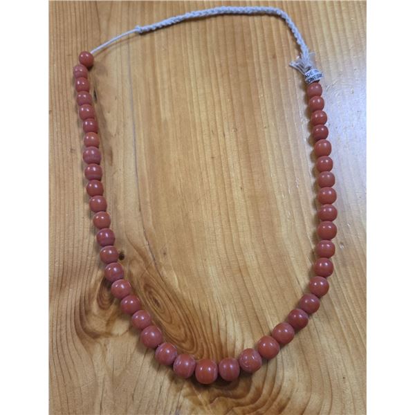 One 18” Strand of Antique Genuine Graduated Indonesian Orange Coral Beads