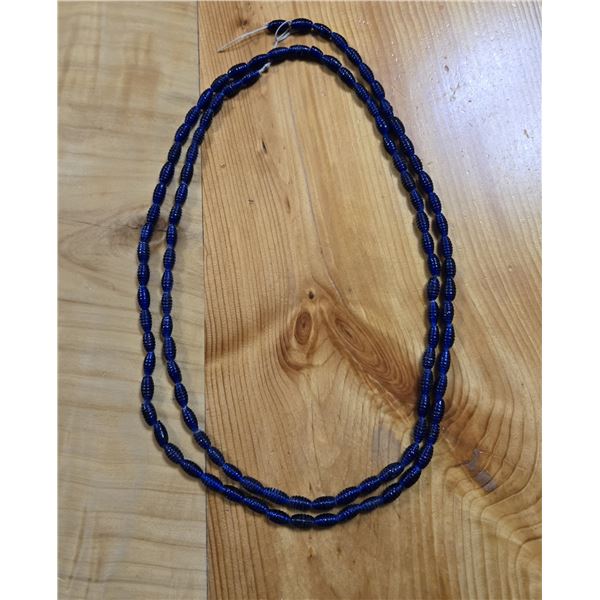 One 58” Strand of Antique Cobalt Blue Wound Glass Trade Beads