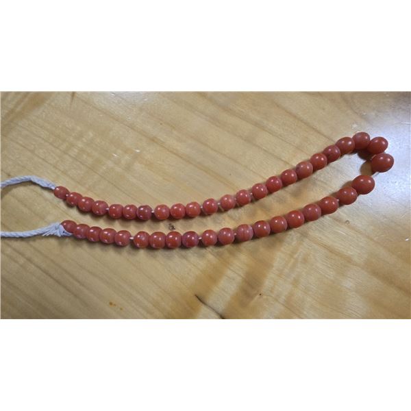 One 18” Strand of Antique Genuine Graduated Indonesian Orange Coral Beads