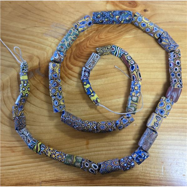 One 28” Strand of Antique Venetian Millefiori Trade Beads
