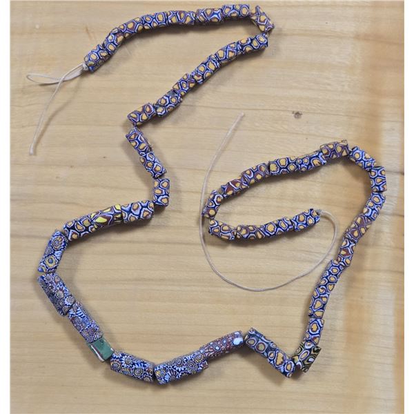One 30” Strand of Antique Venetian Millefiori Square Trade Beads