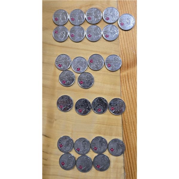 Twenty-Six Circulated Canadian “War of 1812” Colorized Quarters