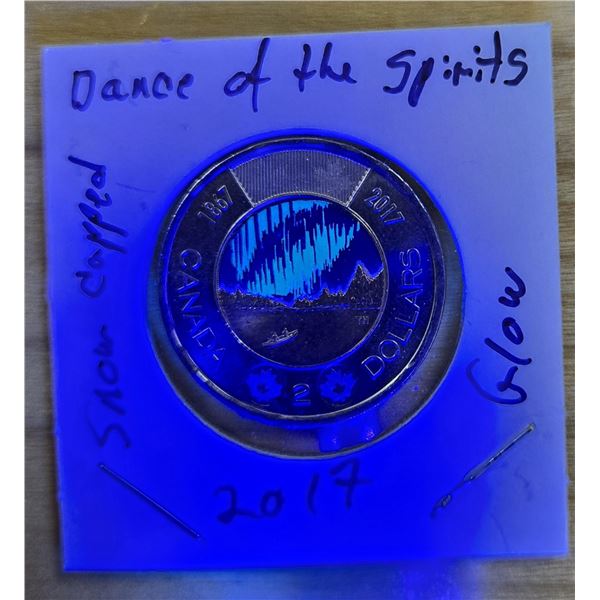 2017 Uncirculated Canadian “Dance of the Spirits” Toonie with Rare Snow on Trees V