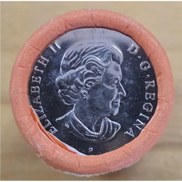 One Uncirculated and Unopened Roll of Canadian Quarters. Date Unknown.