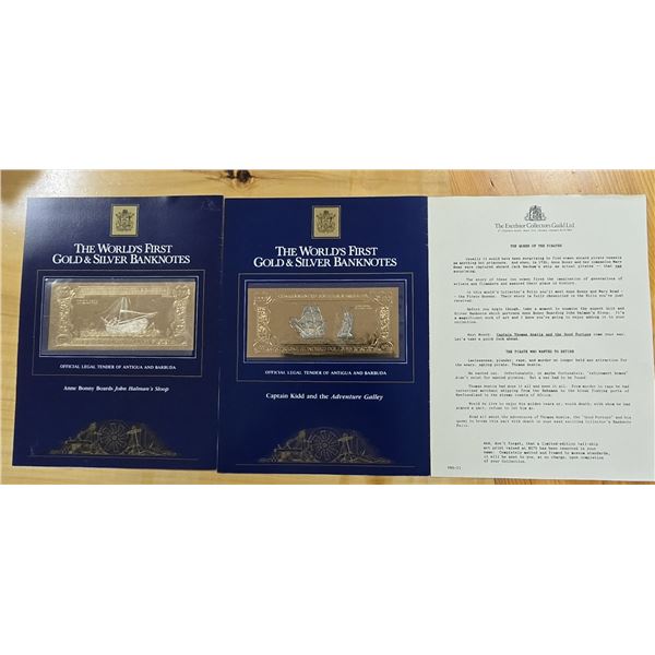 Two Commemorative Antigua & Barbuda “The World’s First Gold & Silver Banknotes